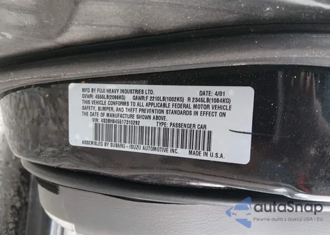 2001 Subaru Legacy Gt from USA, damaged, VIN 4S3BH645517310292